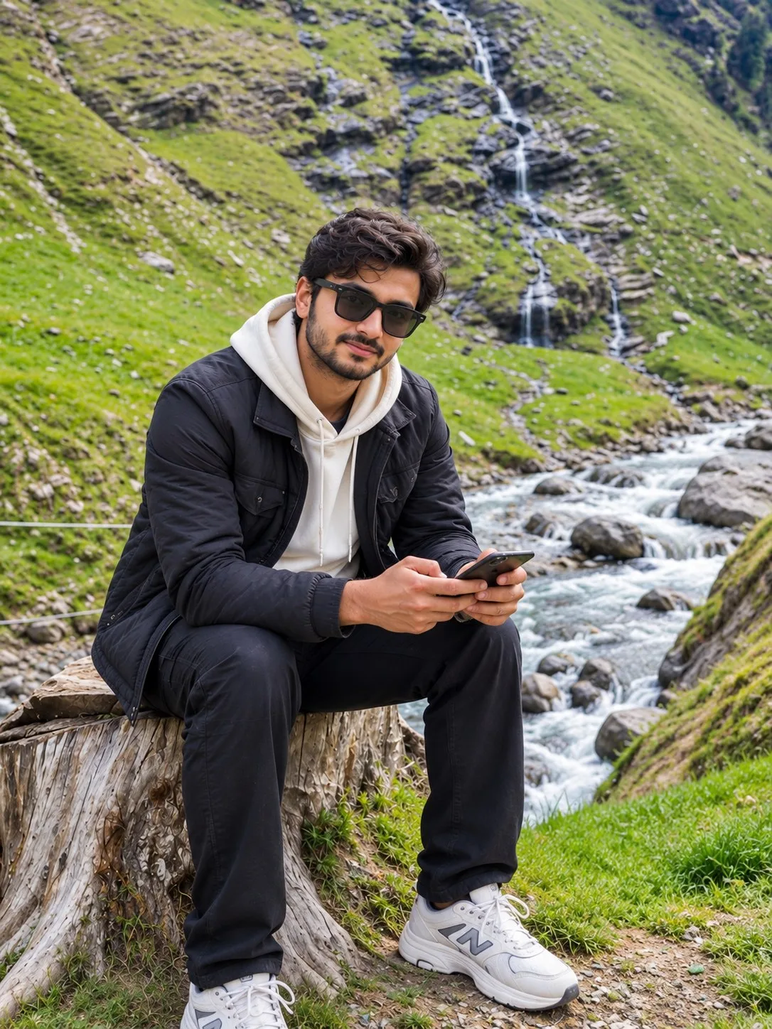 Manali Mountain Stream Boy Close-Up